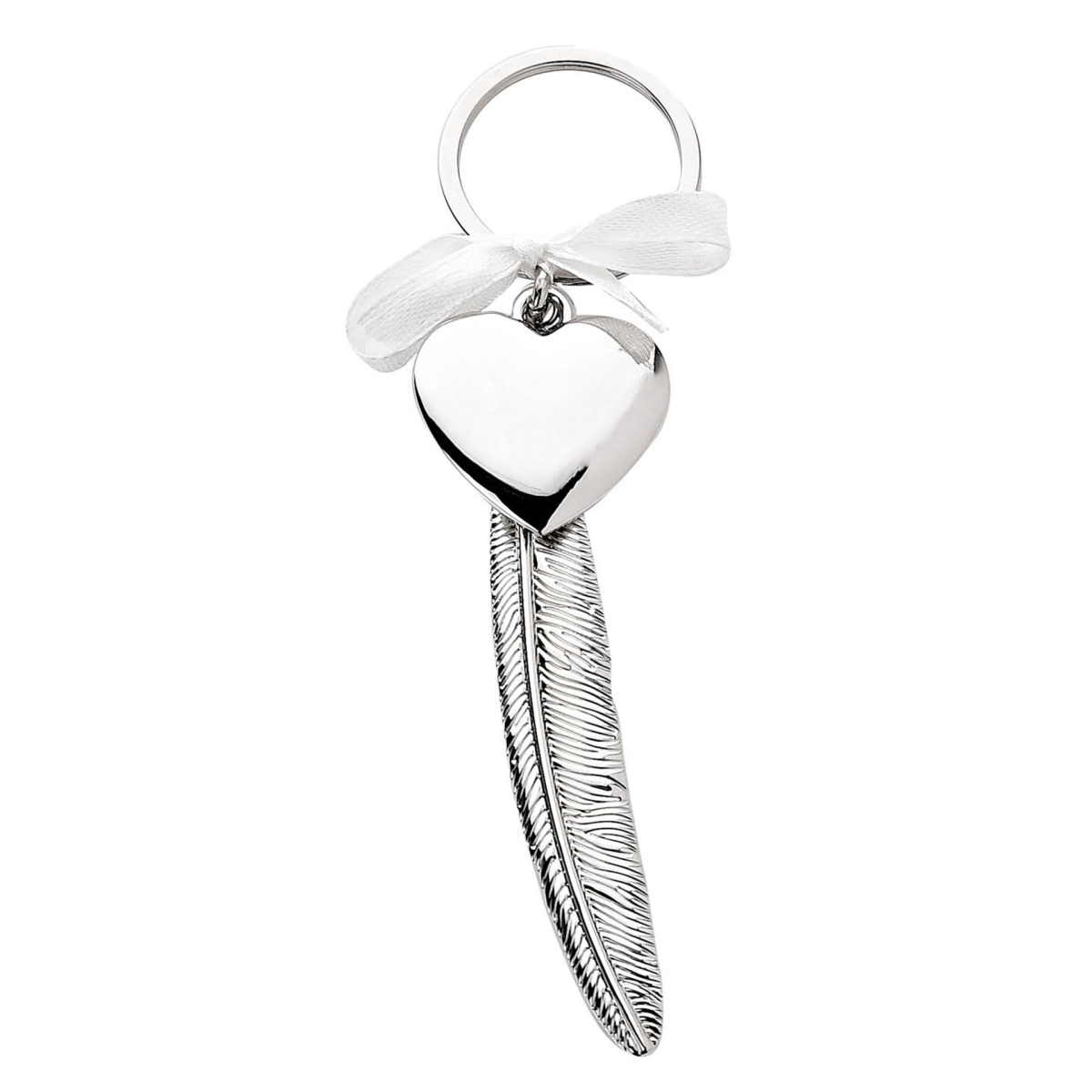 Engravable Silverplated Feather Heart Plaque - Plain