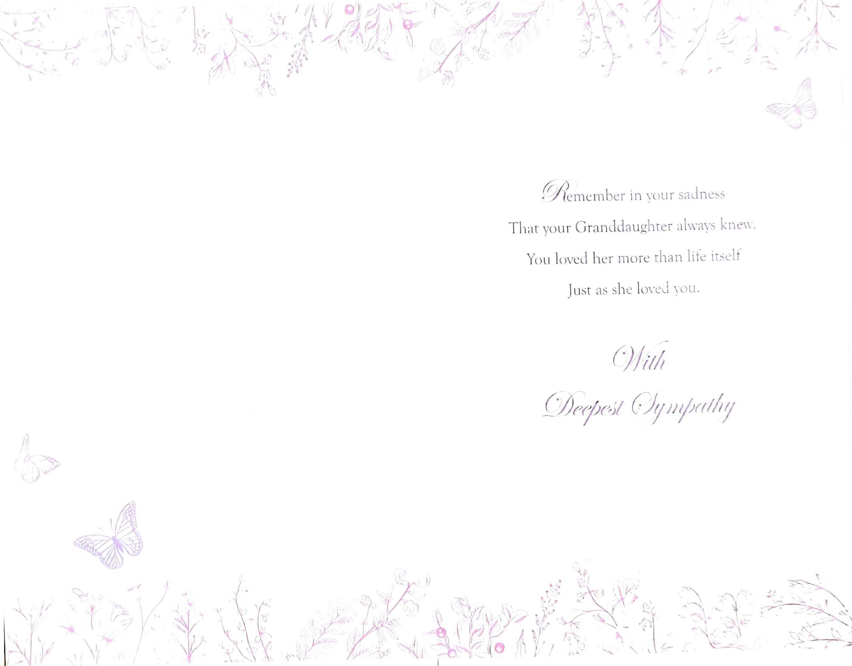 Granddaughter Sympathy Card - A Little Butterfly Meadow