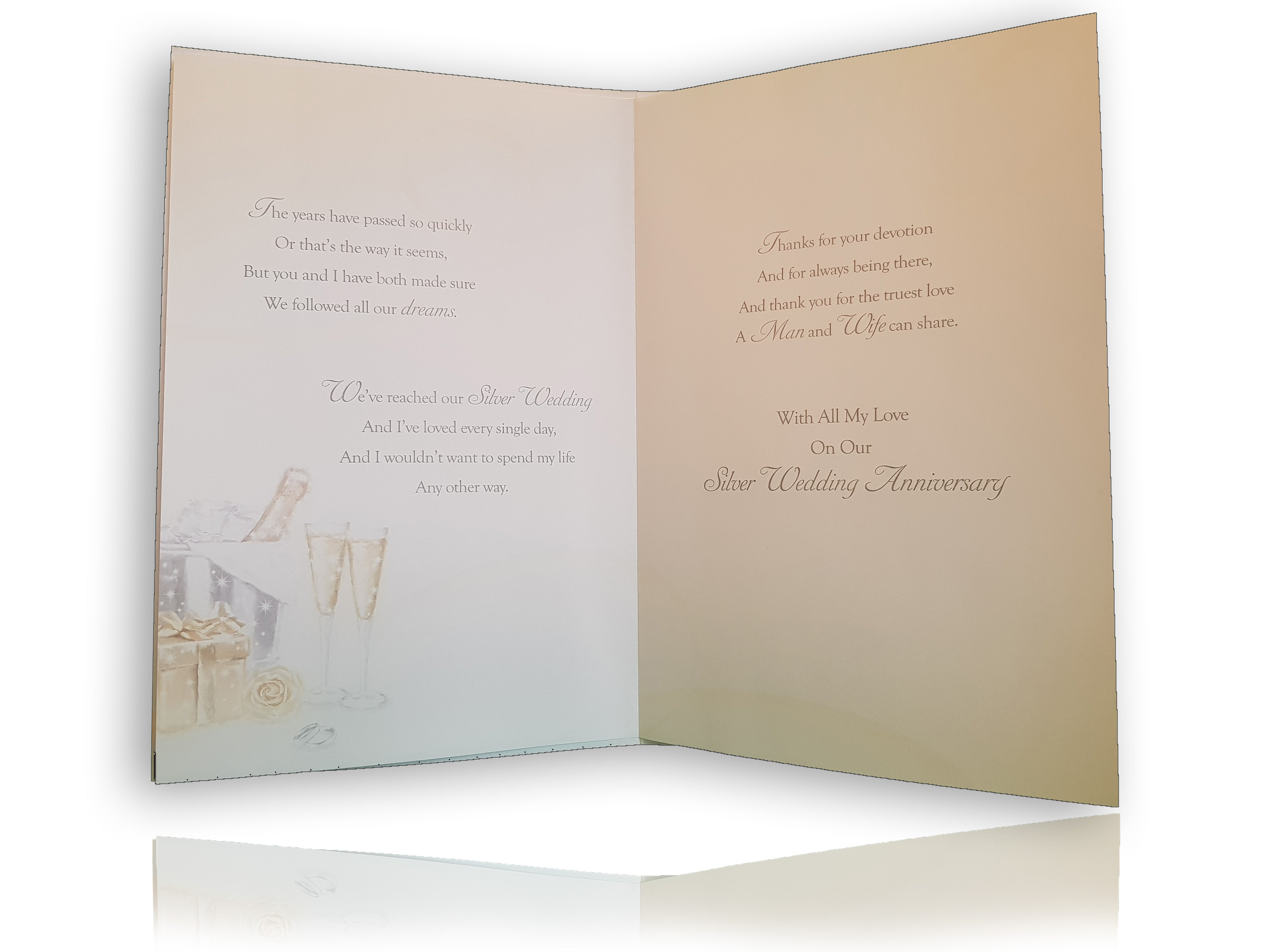 Husband's 25th Wedding Anniversary Card - Champagne, Rings, and Heartfelt Wishes