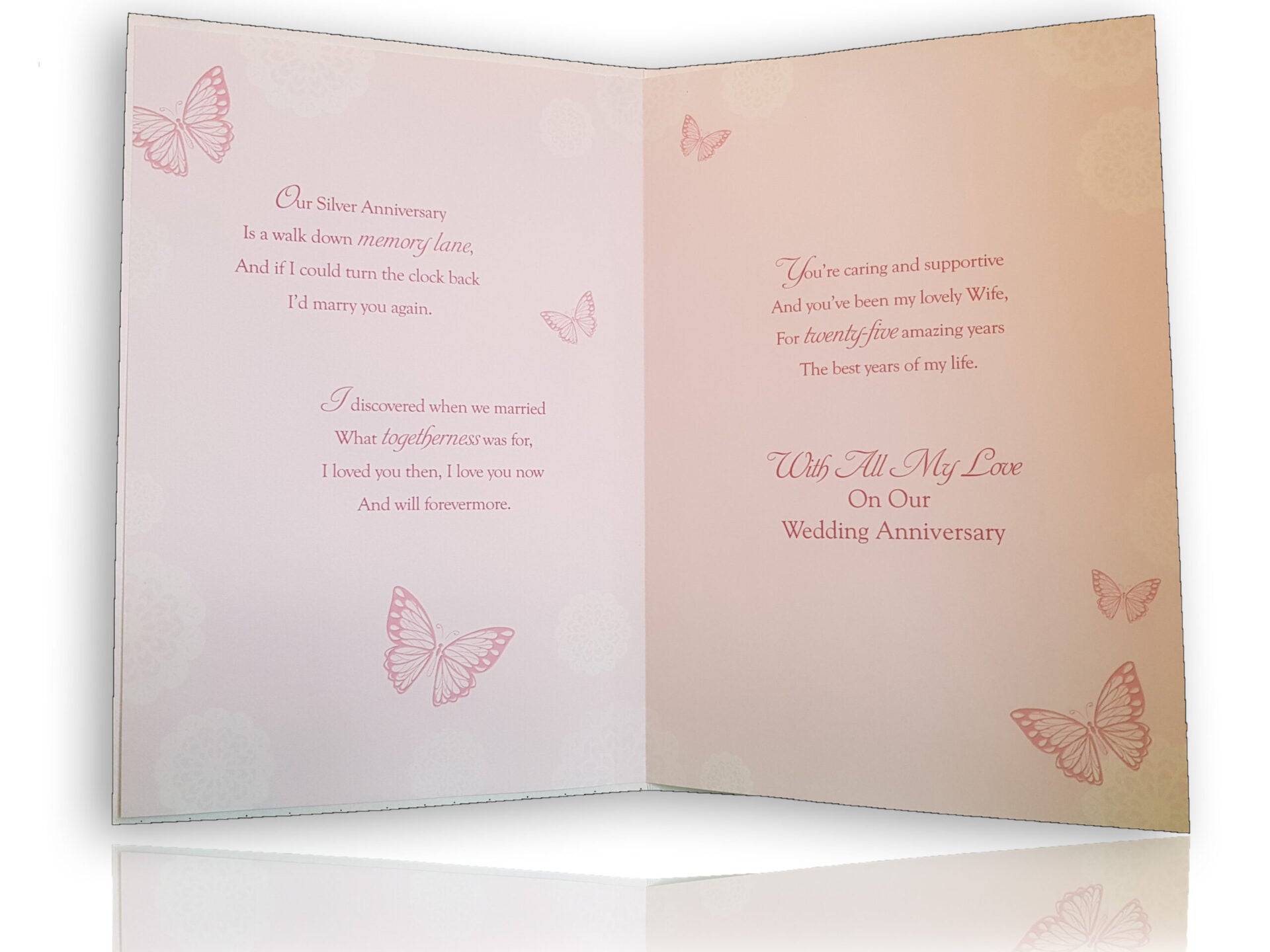 Wife 25th Wedding Anniversary Card - Heartfelt Tribute Of Love