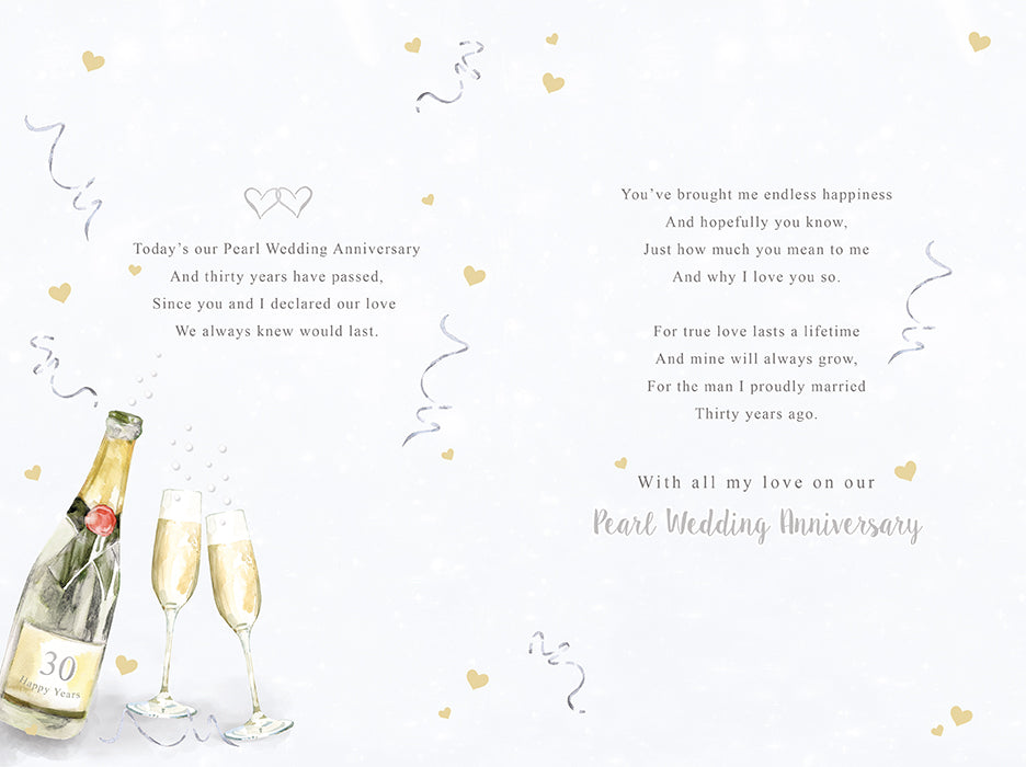 Husband 30th Wedding Anniversary Card - Toasting to 30 Years of Love