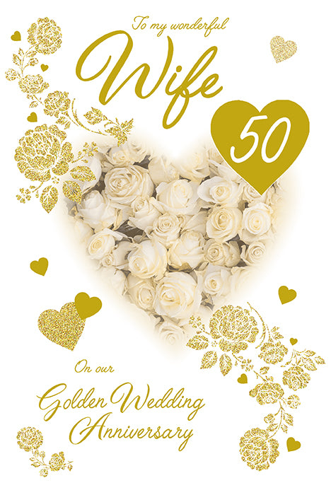 My Wonderful Wife 50th On Our Wedding Anniversary Card
