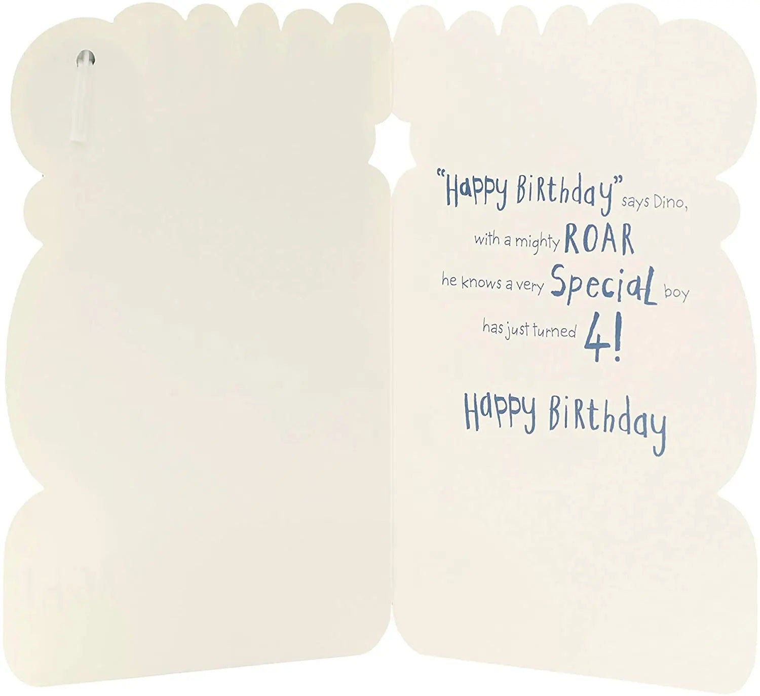 4th Birthday Card - Green Spotty Dinosaur - Badge Included