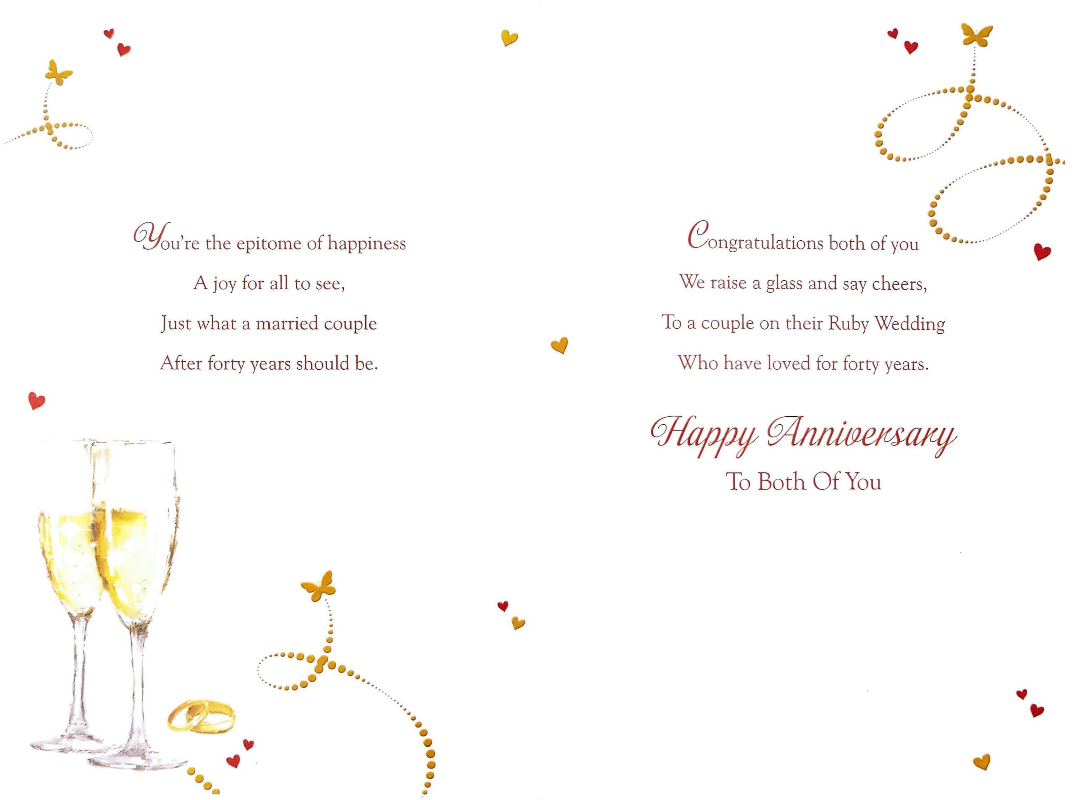 40th Wedding Anniversary Card - A Champagne Toast