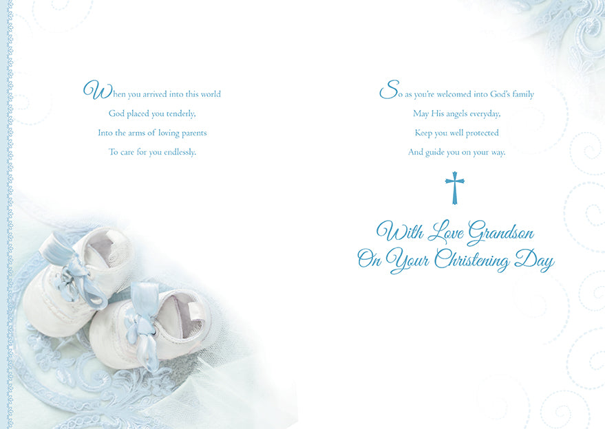 Grandson Christening Card - A Bootiful Blue Christening