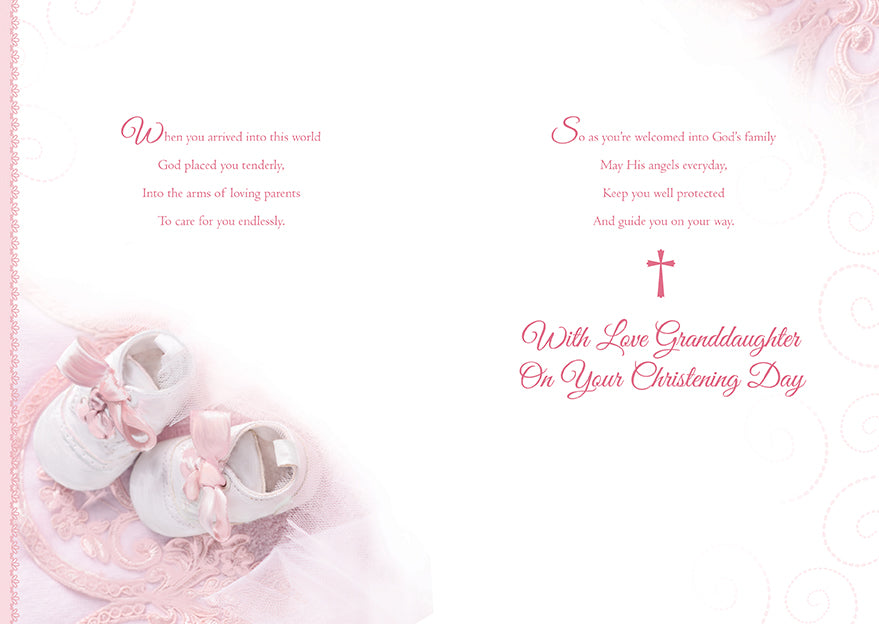 Granddaughter Christening Card - A Bootiful Pink Christening