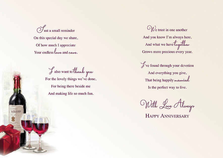 Husband Anniversary Card - Vintage Love and Timeless Memories - Keepsake Card Included