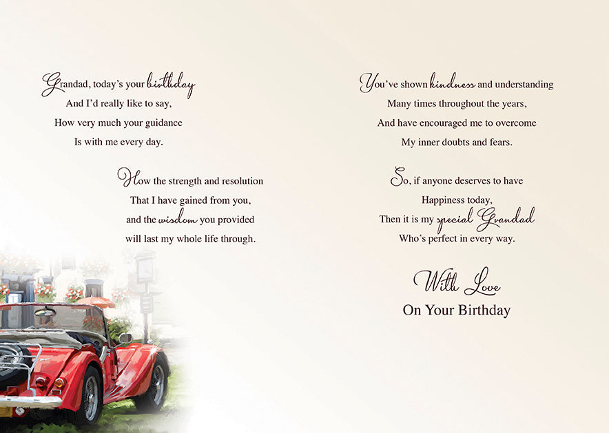 Grandad's Birthday Card - Your Guiding Light - Keepsake Card Included