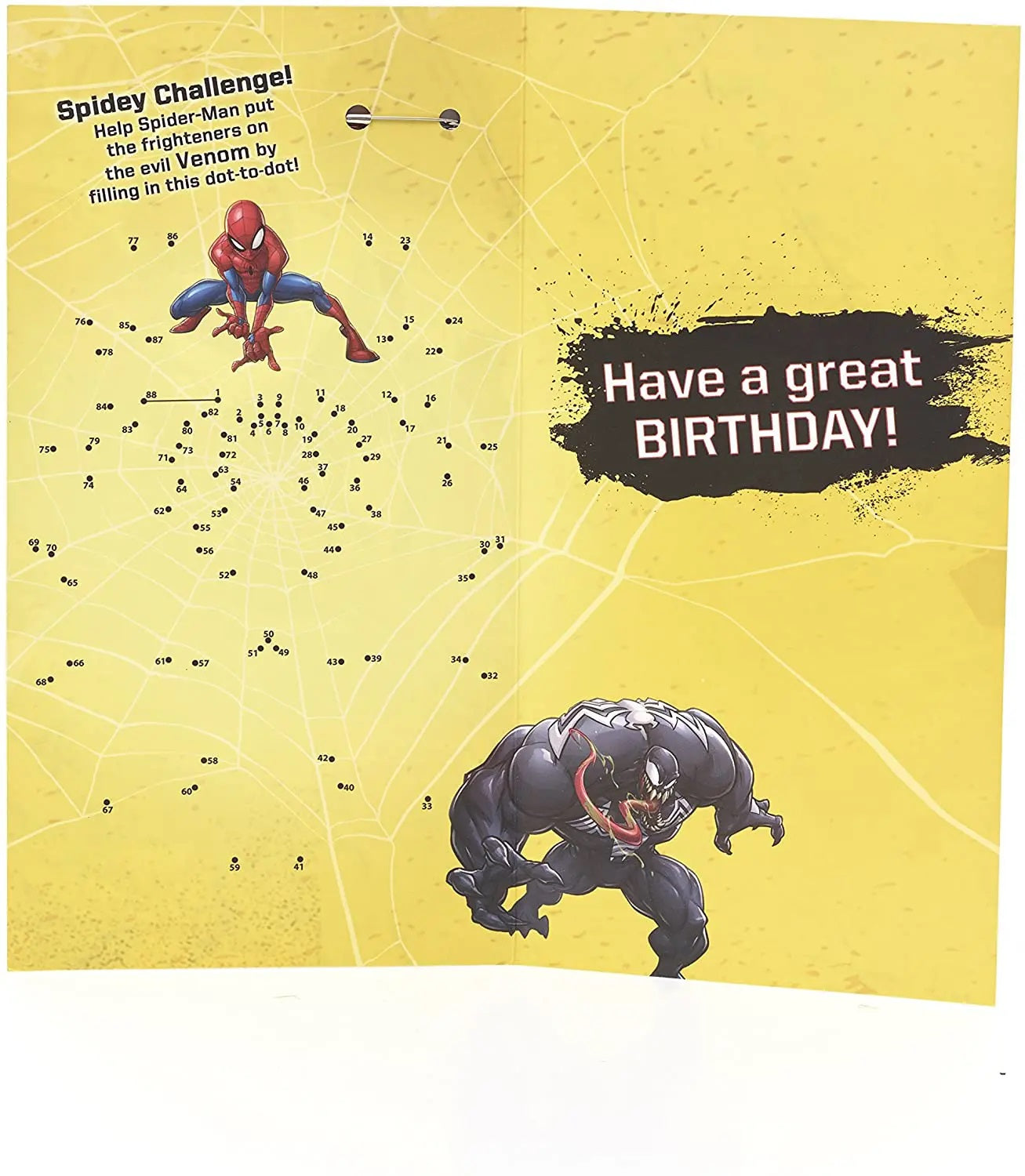 Male 7th Birthday Card - Spiderman In Action - Badge Included - Activity Inside