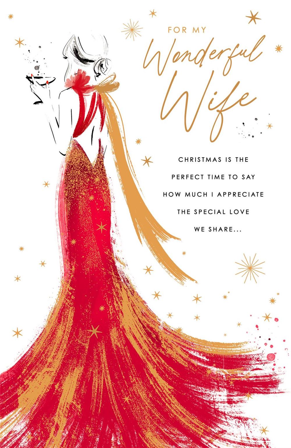 Wife Christmas Card - Lady in Red