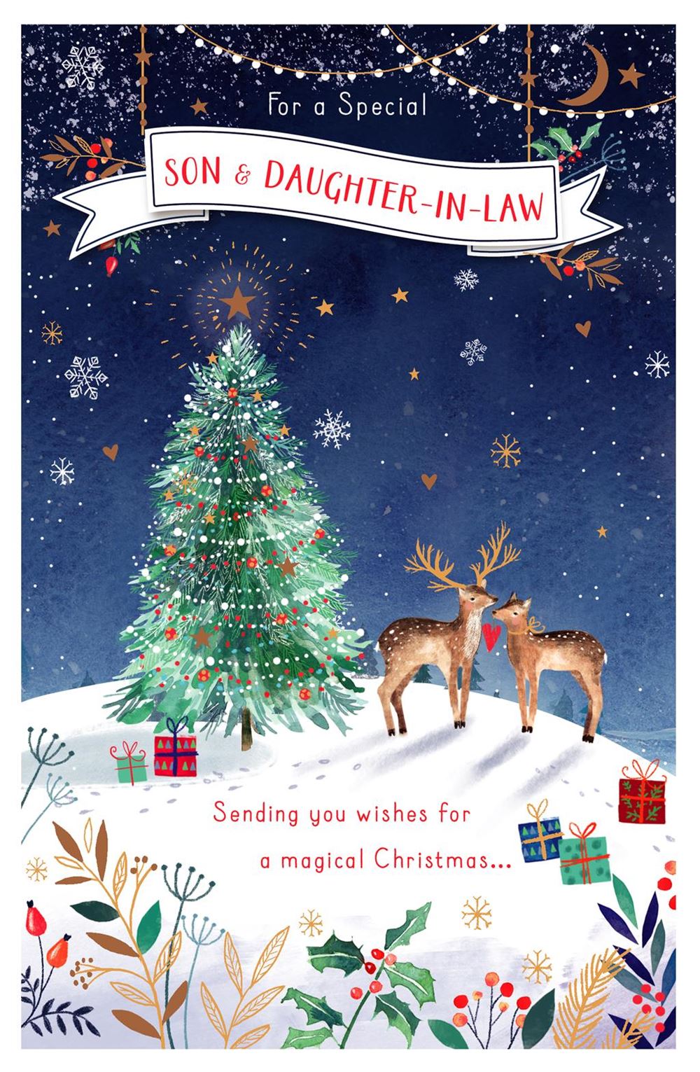 Christmas Deer Personalised Son & Daughter in Law Card