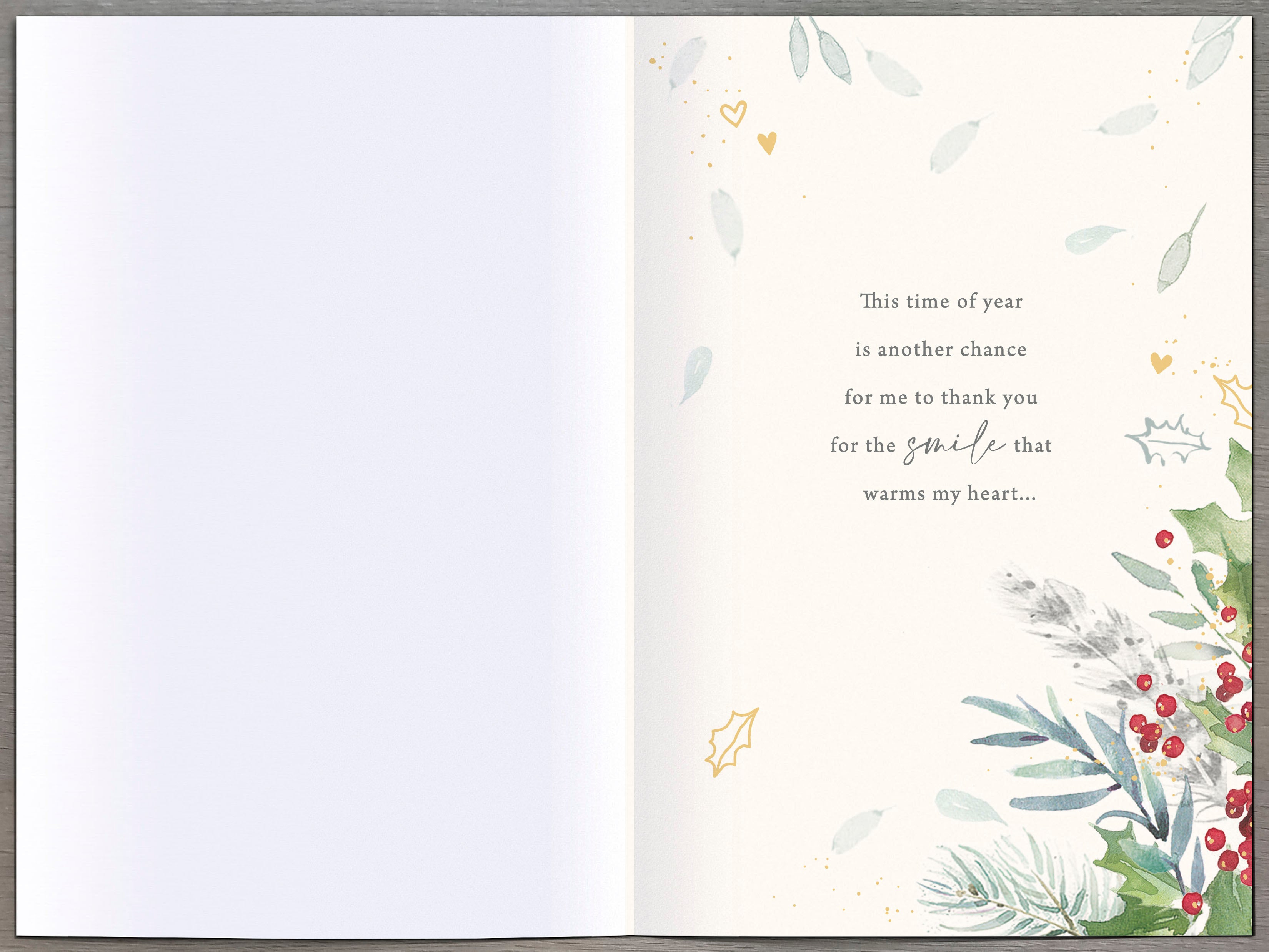 Tri Fold One I Love Christmas Card - Roses, Mistletoes and Hearts