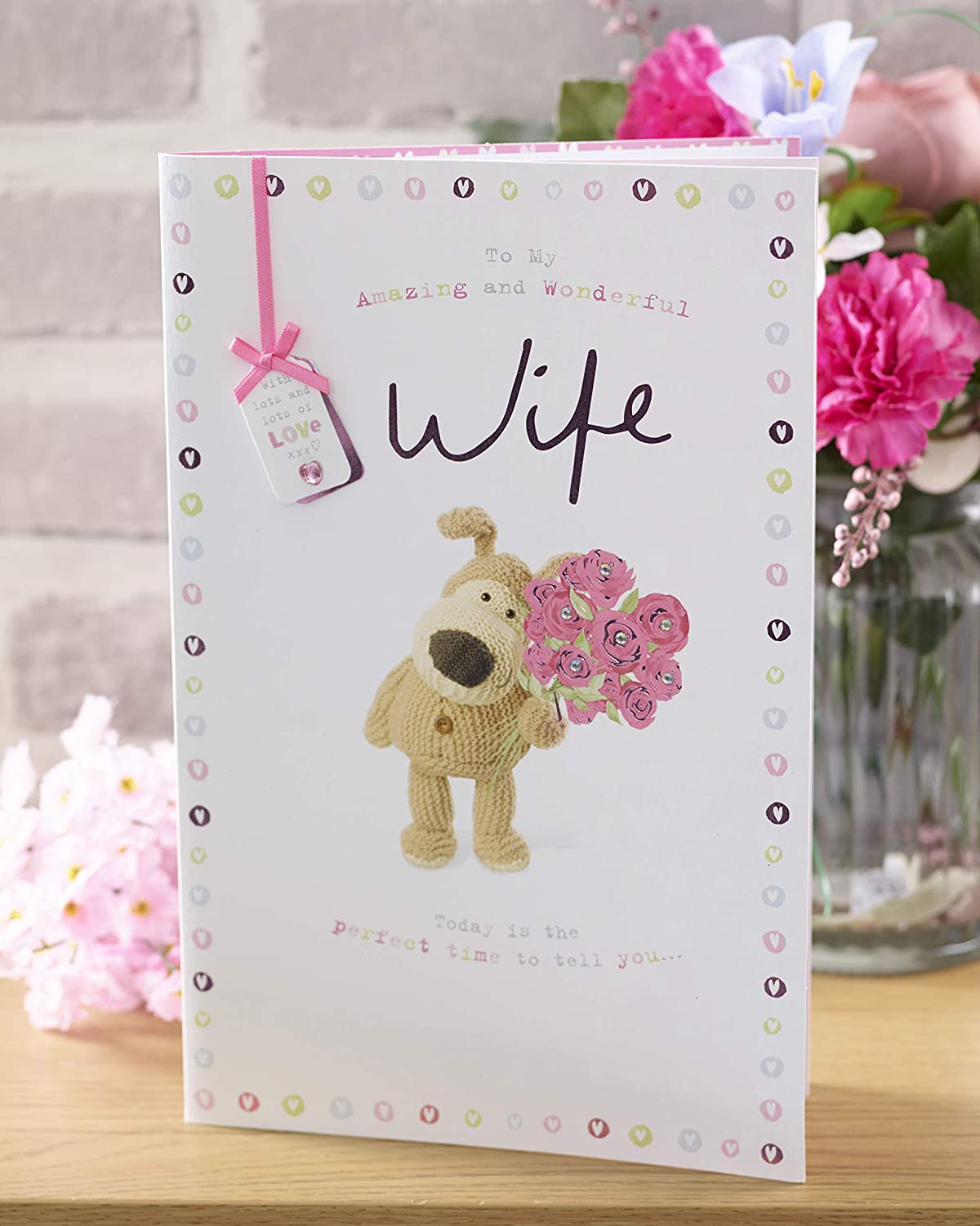Wife Birthday Card - Boofle With Bunches Of Love