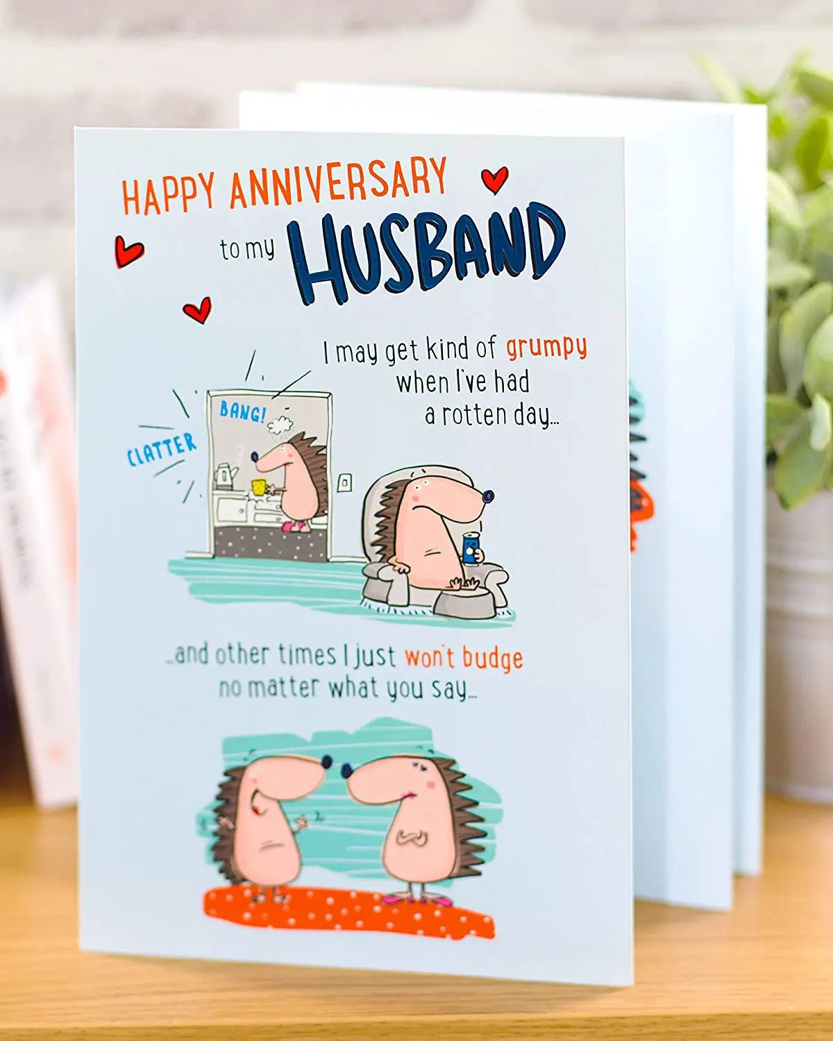 Husband Anniversary Card - Love Throughout Grumps and Smiles - Humour Card