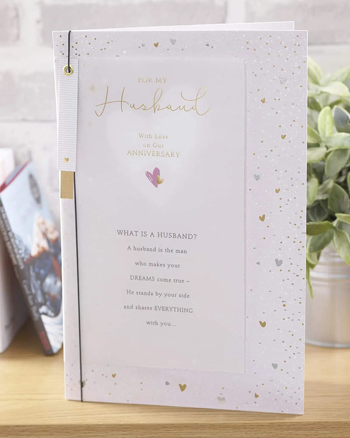 Large Husband Anniversary Card - Elegant Parchment Card With Gold Finishes