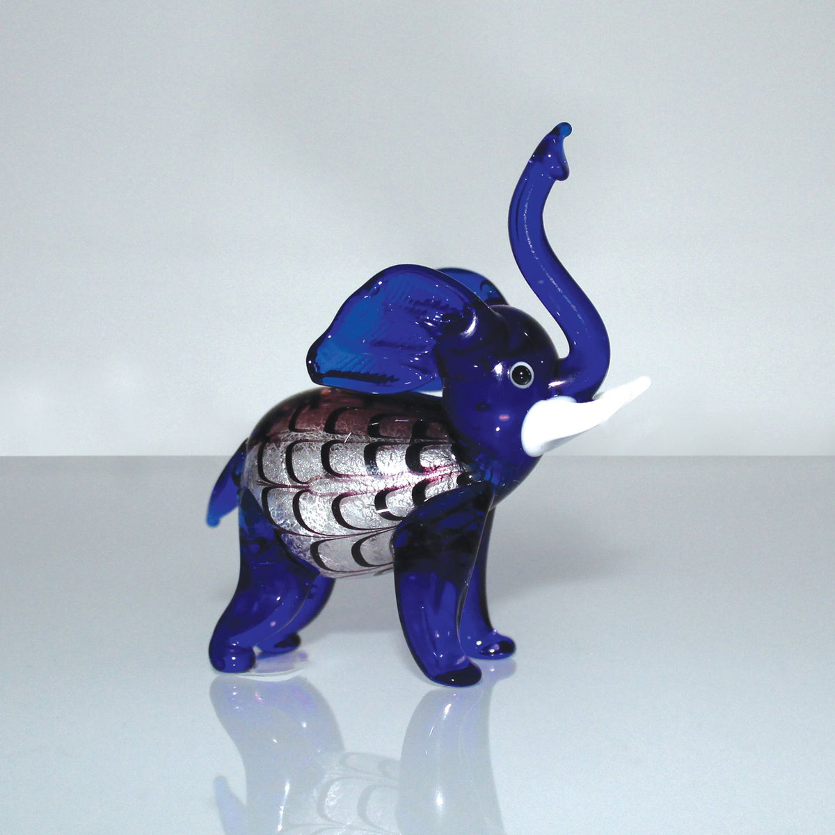 Objets d'art Miniature Glass Figurine - Blue Elephant