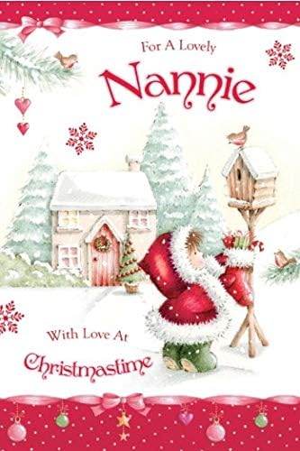 or A Lovely Nannie - Girl, Winter Scene and Stocking Christmas Card