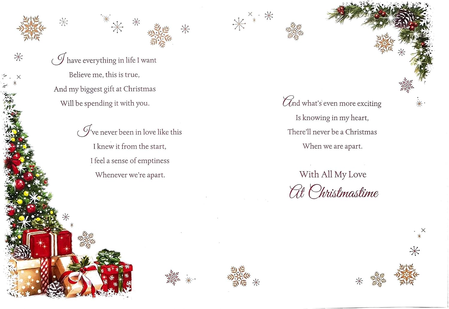 To My Beautiful Fiancée with Love at Christmas Time Card by Grass Roots