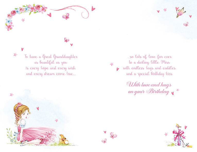 Great Granddaughter Birthday Card - Beautiful Princess