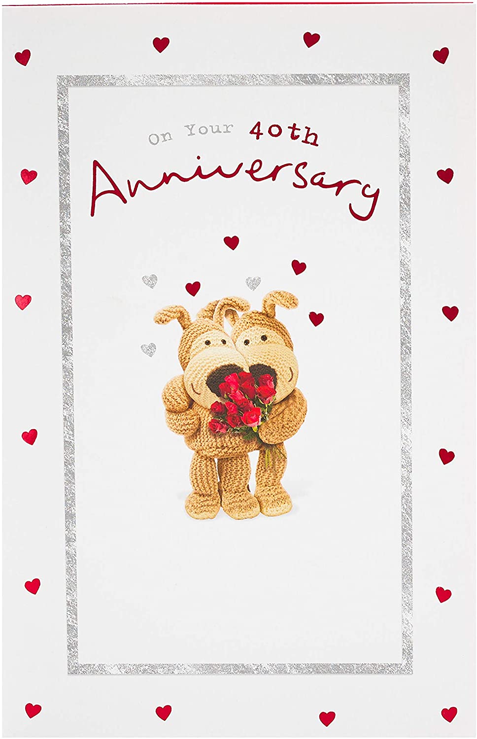 40th Wedding Anniversary Card - "Boofles" Romance And Red Roses
