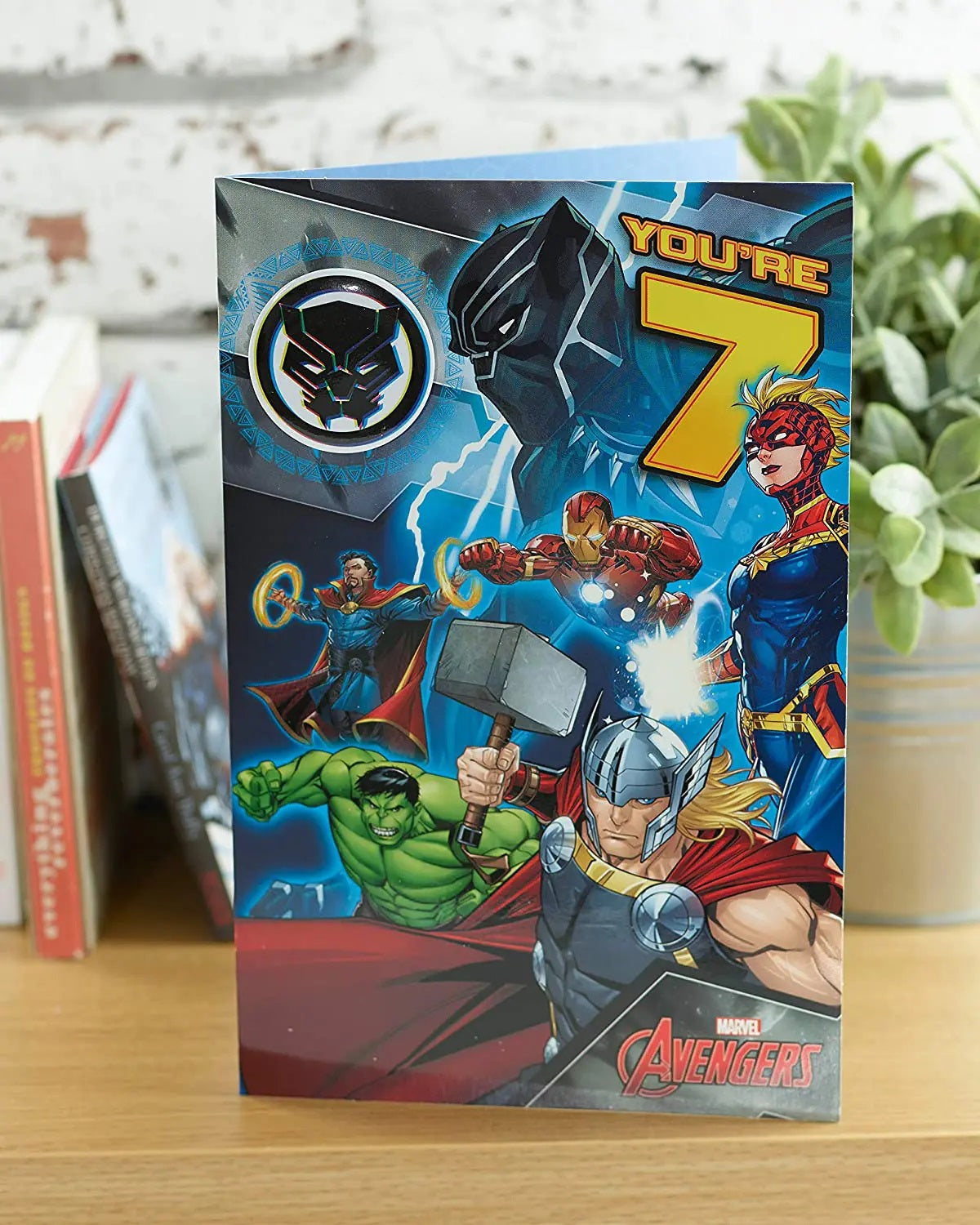 Male 7th Birthday Card - Avengers In Action