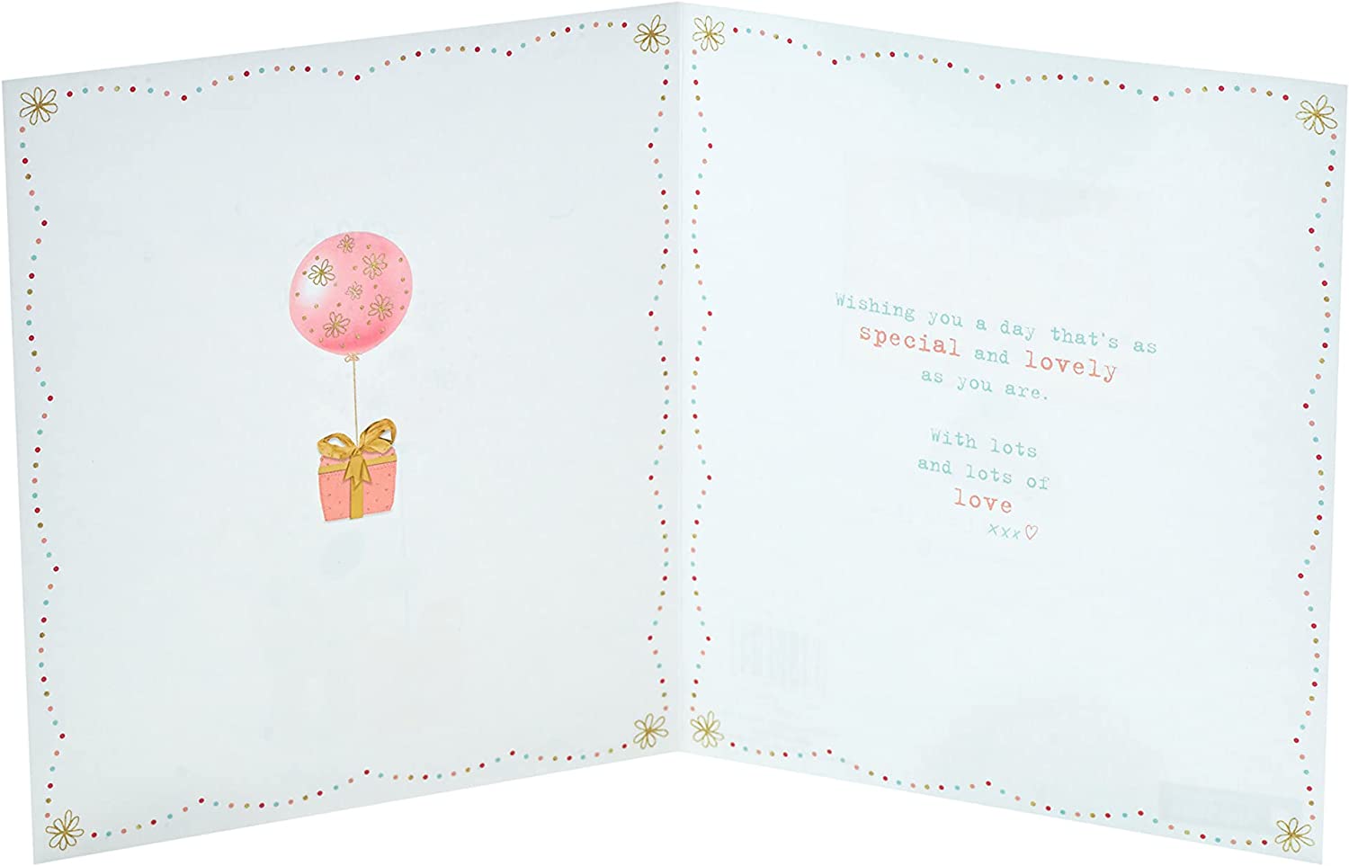 Granddaughter Birthday Card - Boofles With Present And Balloon