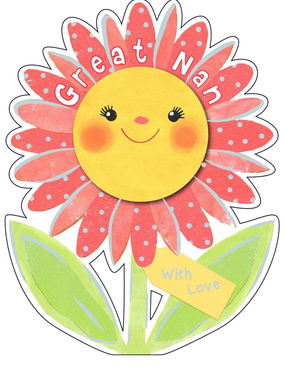 Great Nan With Love Birthday Card - Cute Sunflower