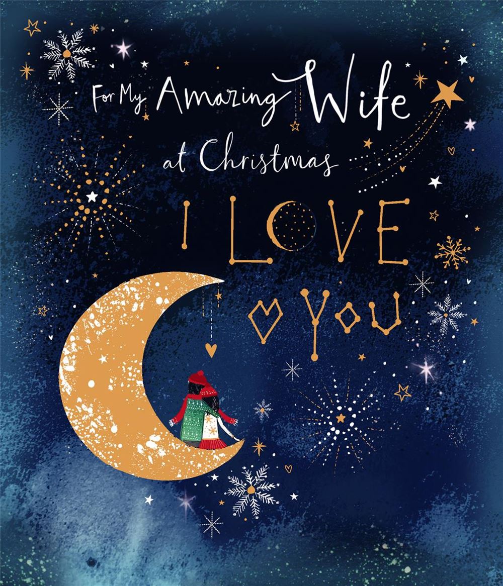 Wife Christmas Card - Couple on the Moon