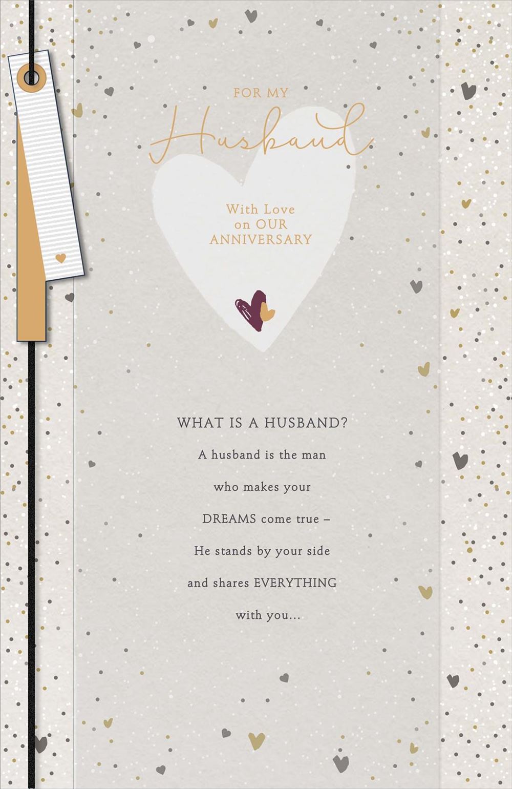 Large Husband  Anniversary Card - Elegant Parchment Card With Gold Finishes