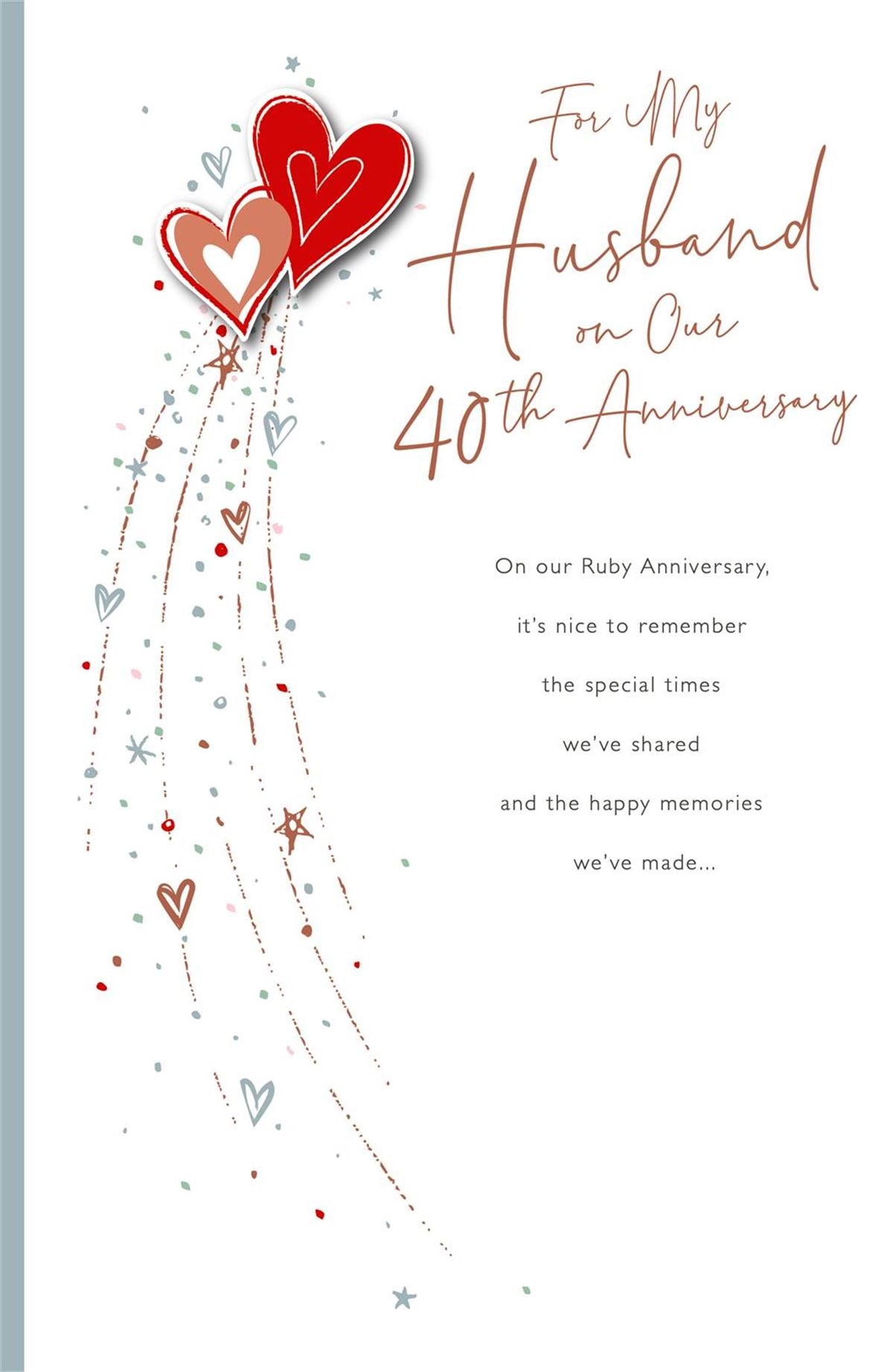 For My Husband on Our 40th Wedding Anniversary Card - Hand Finished