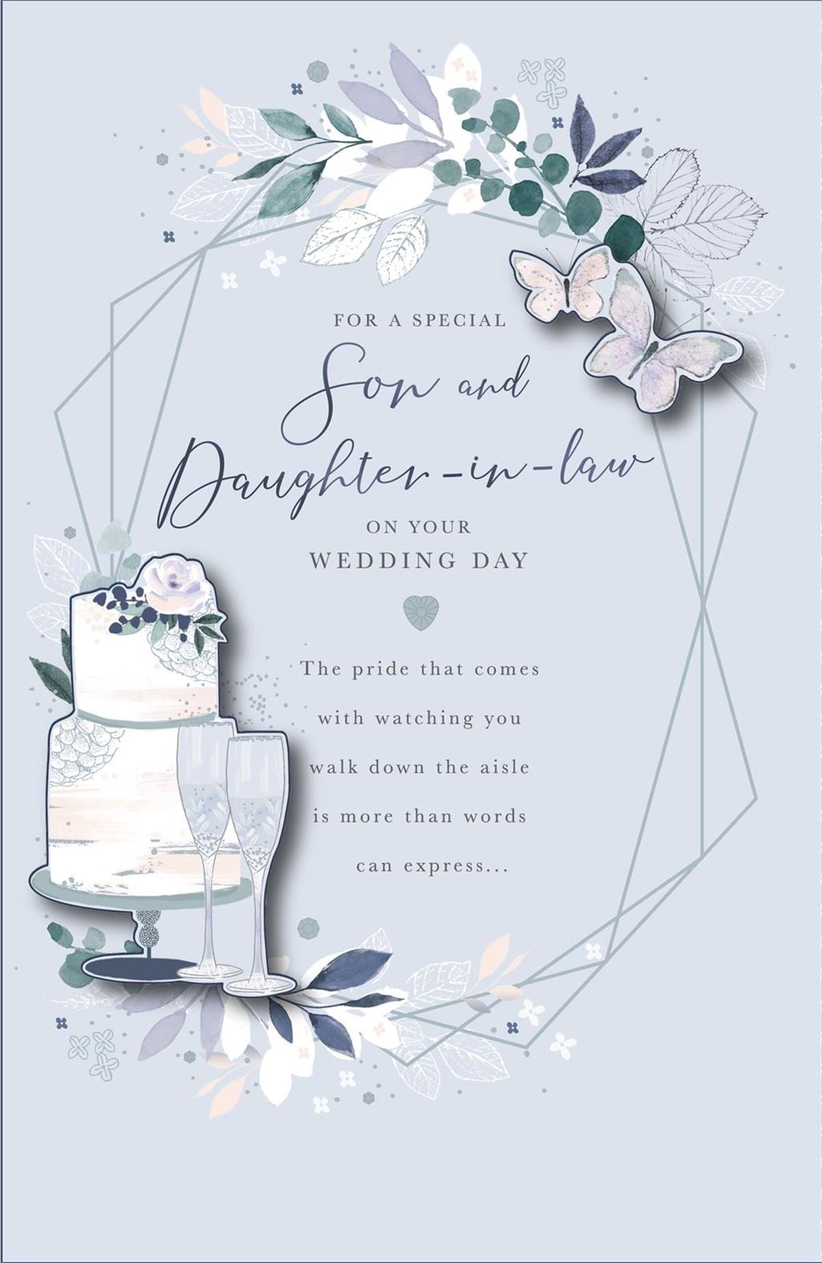 For A Special Son & Daughter-In-Law In Your Wedding Day Card - Hand Finished