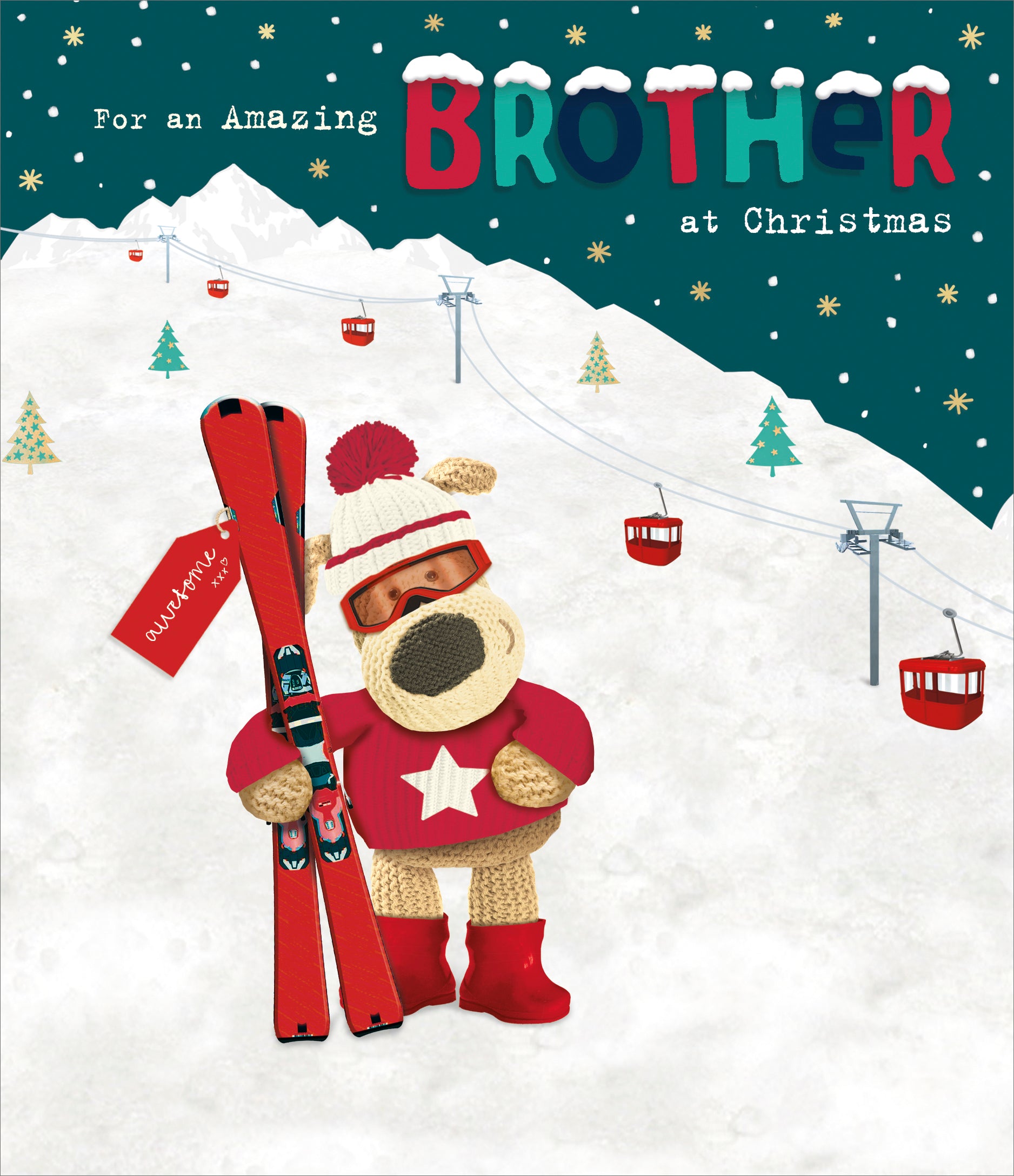 Brother Christmas Card - Boofles Skiing