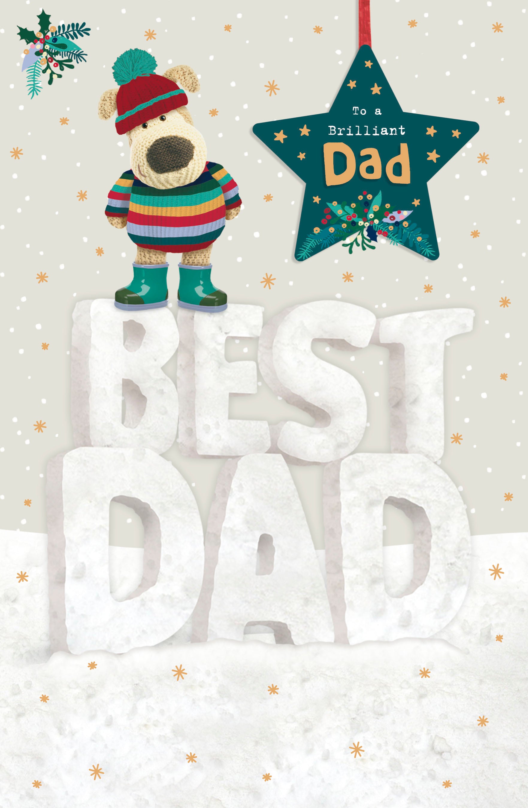 Dad Christmas Card - Boofles & Snowy Letters