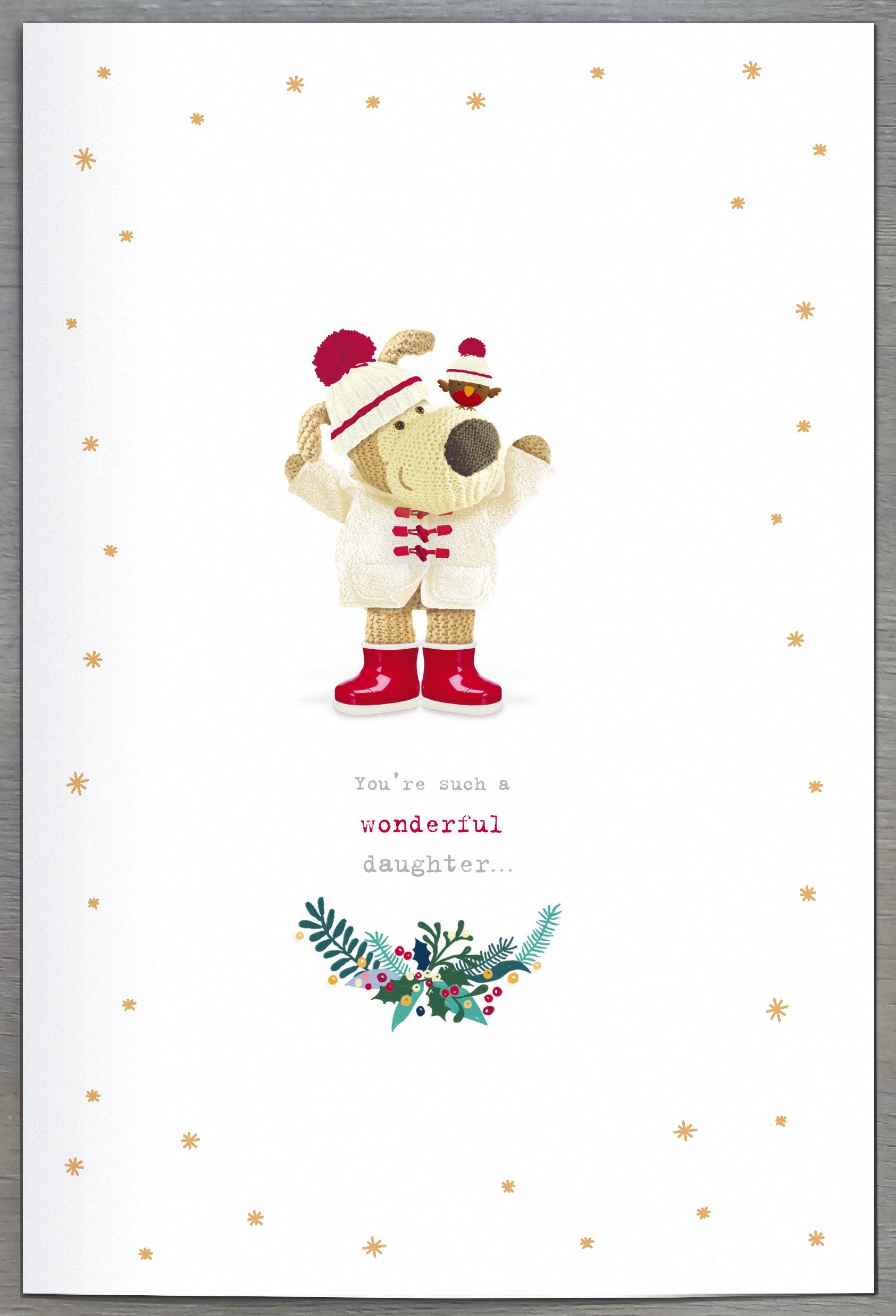Daughter Christmas Card - Boofles with Robin