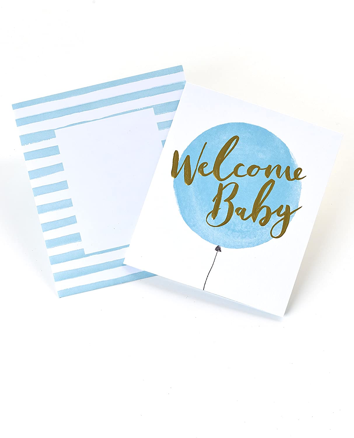 New Baby Boy Card - Gold Message On A Balloon