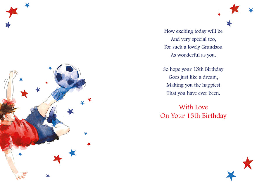 Grandson 13th Birthday Card - The Flying Kick