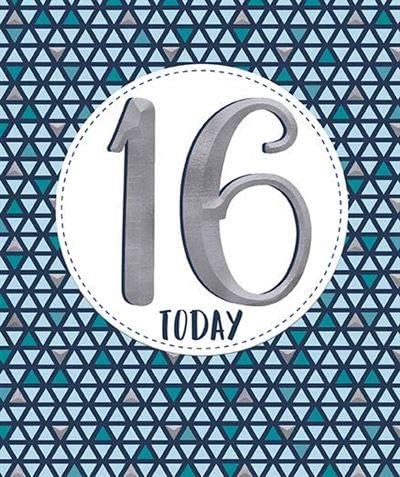 16th Birthday Card - Bold Silver Metallic 16 Emblem