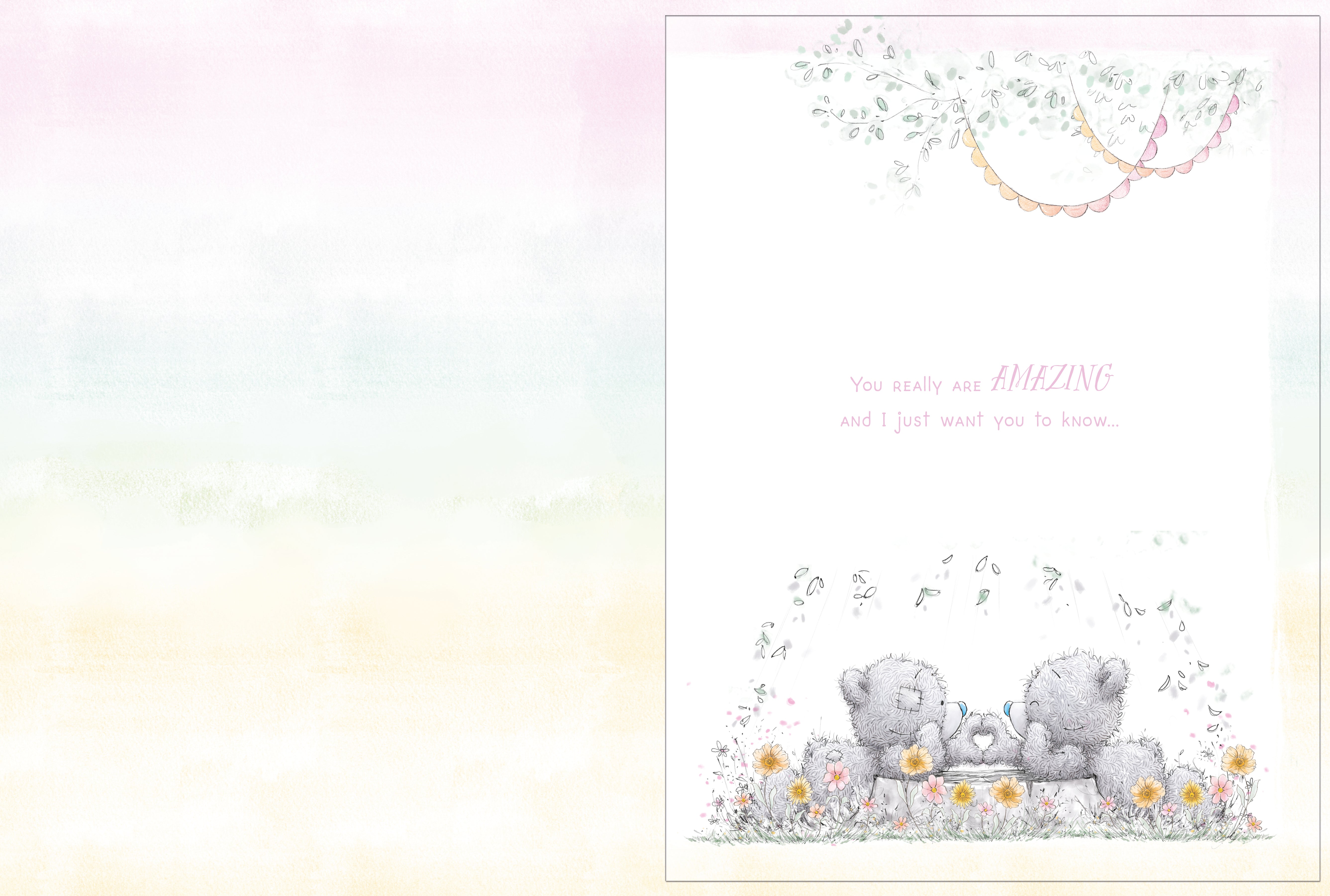 Wife Bears Sat On Log Holding Hands - Luxury Boxed Handmade Card