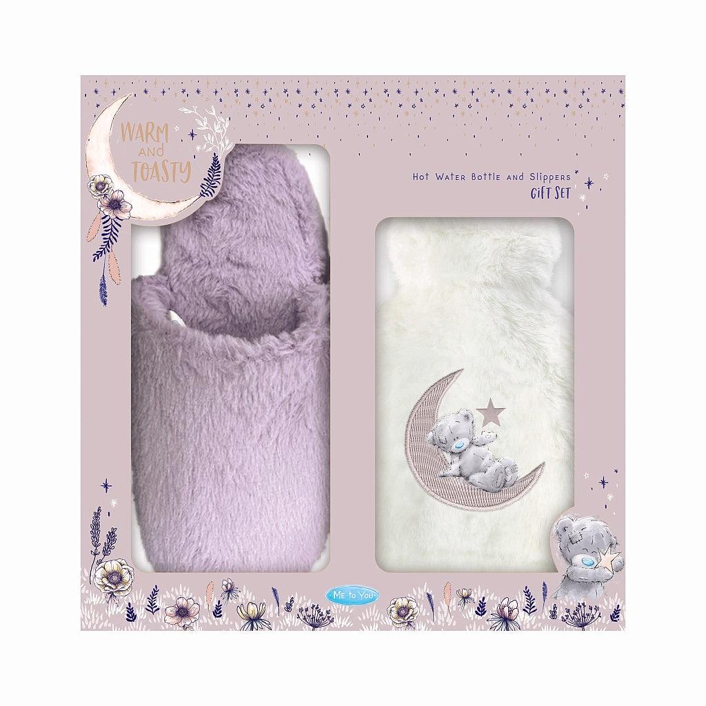 Me To You Hot Water Bottle and Lilac Slippers Gift Set Tatty Teddy