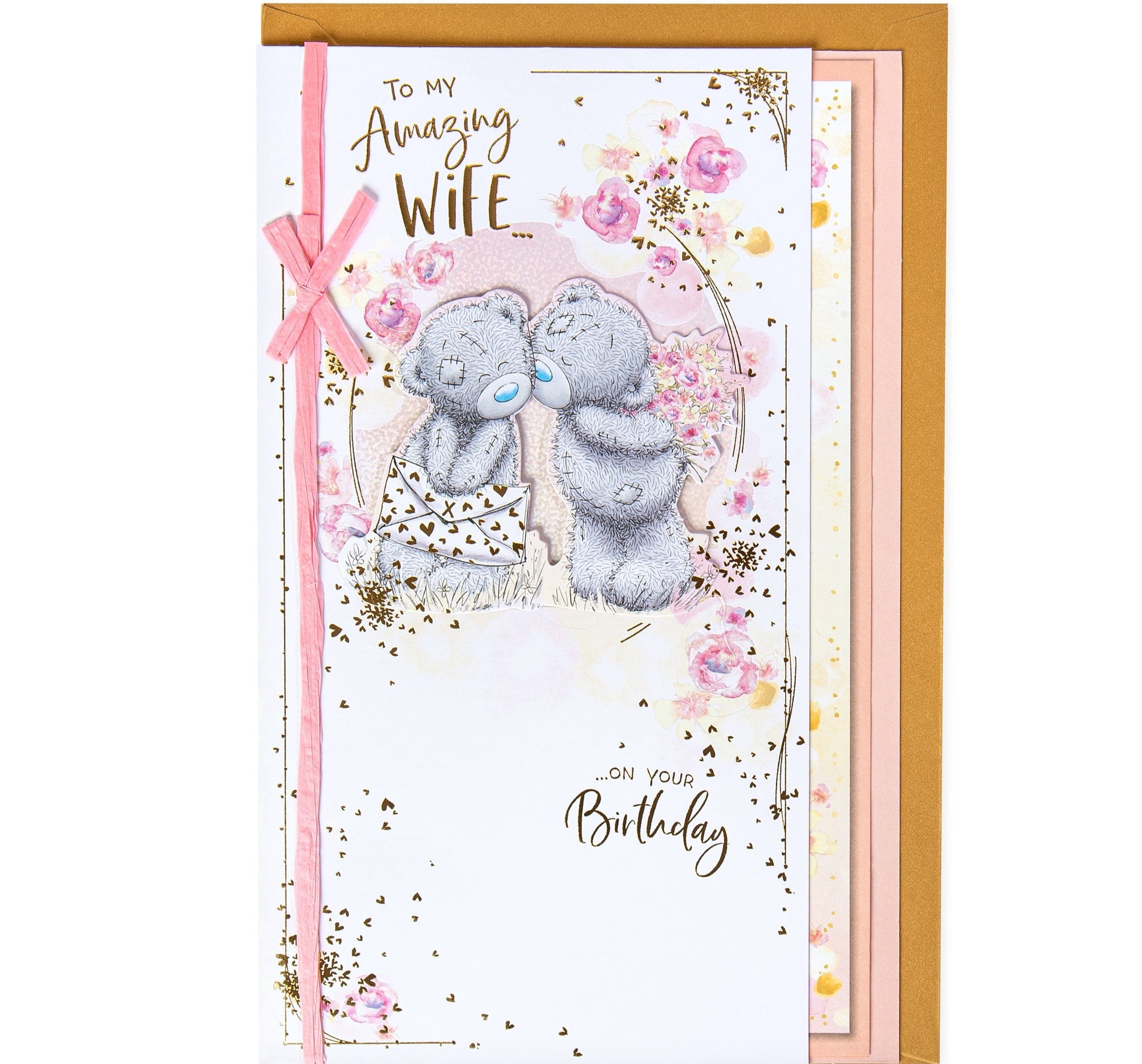 Wife Birthday Card - Bears Kissing