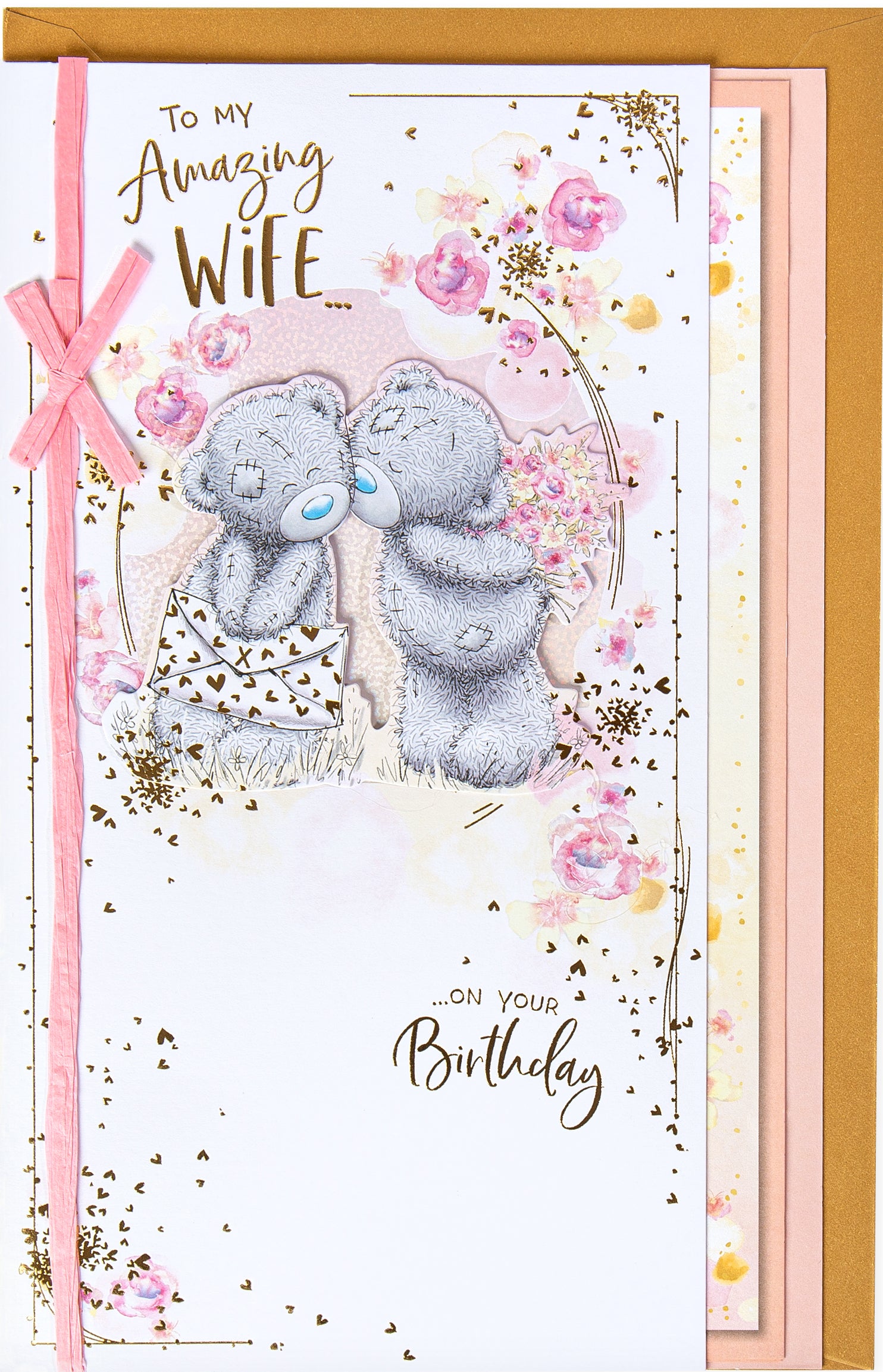 Wife Birthday Card - Bears Kissing