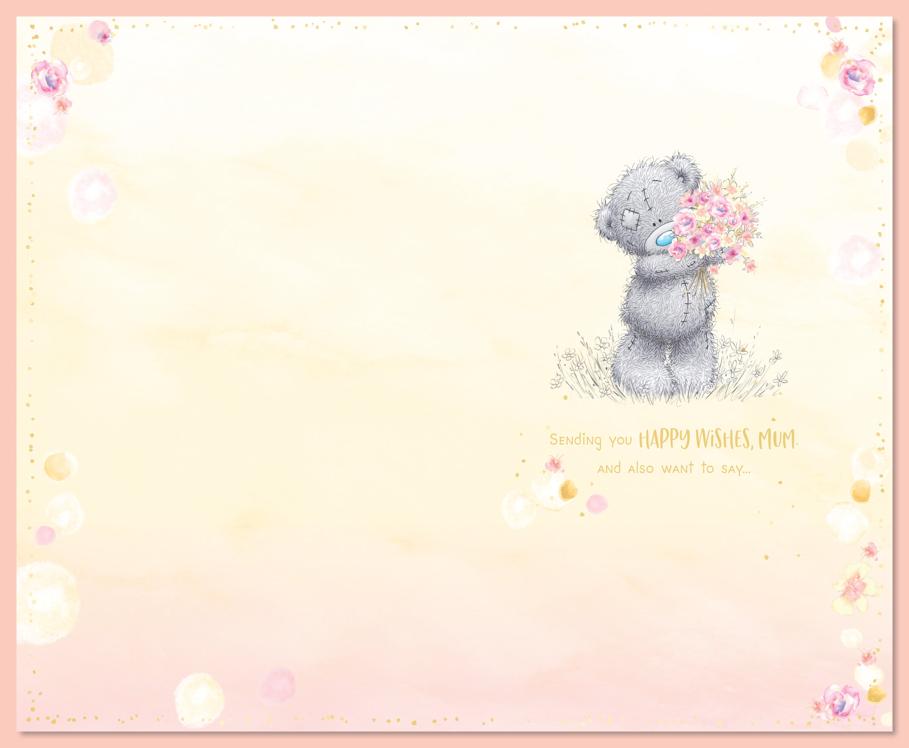 Mum Birthday Card - Bear Picking Flowers