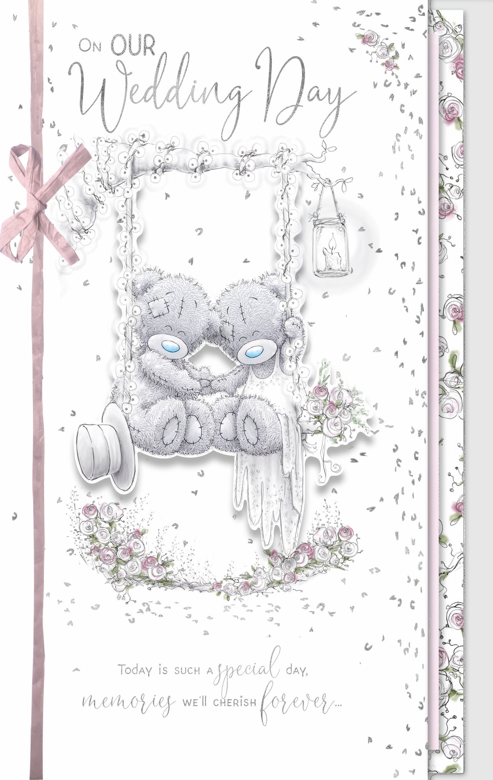 On Our Wedding Day Card - Bears On Swing