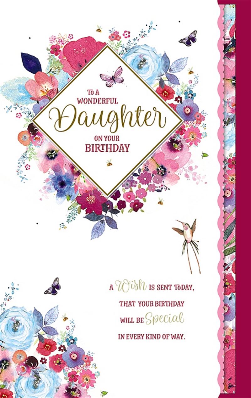 Daughter Birthday Card - Floral Large Card