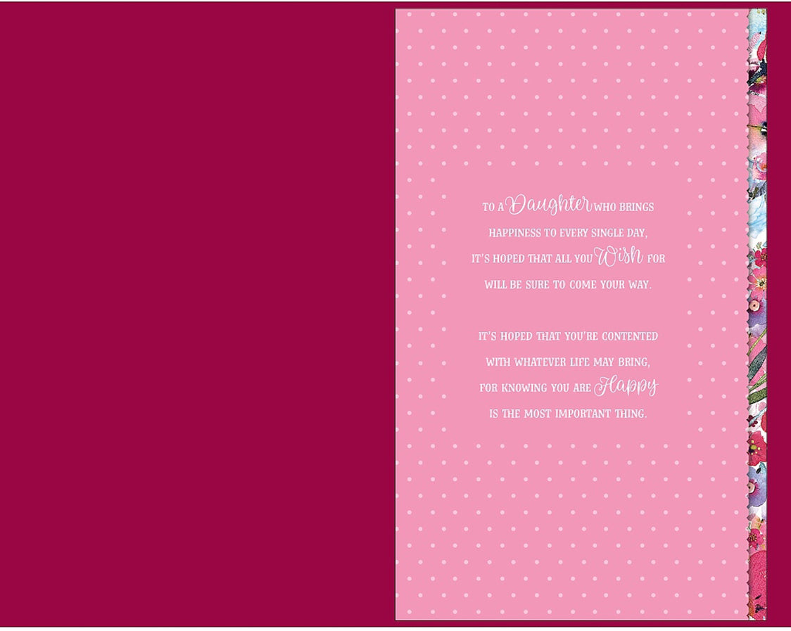 Daughter Birthday Card - Floral Large Card