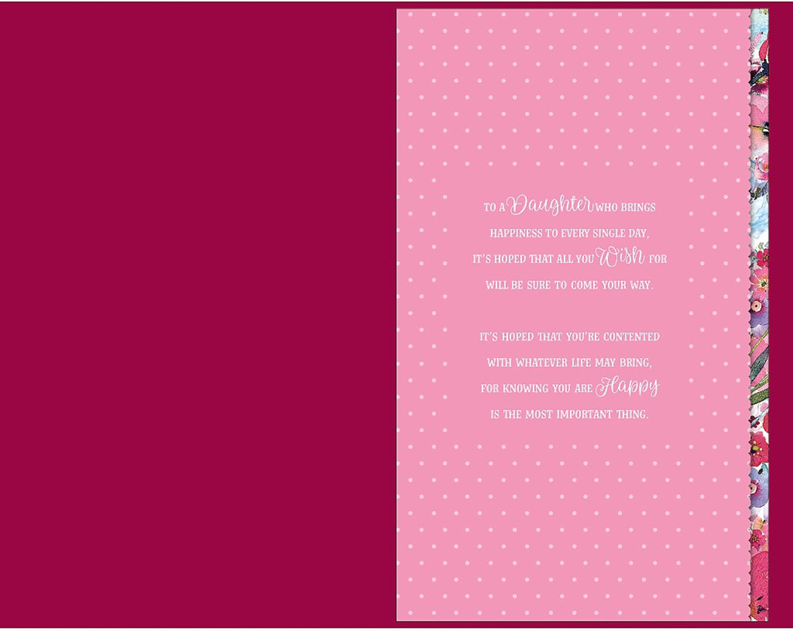 Daughter Birthday Card - Floral Large Card