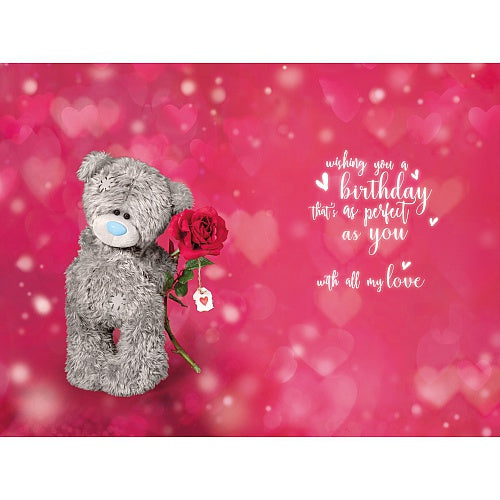 3D One I Love Birthday Card – Tatty Ted With A Rose