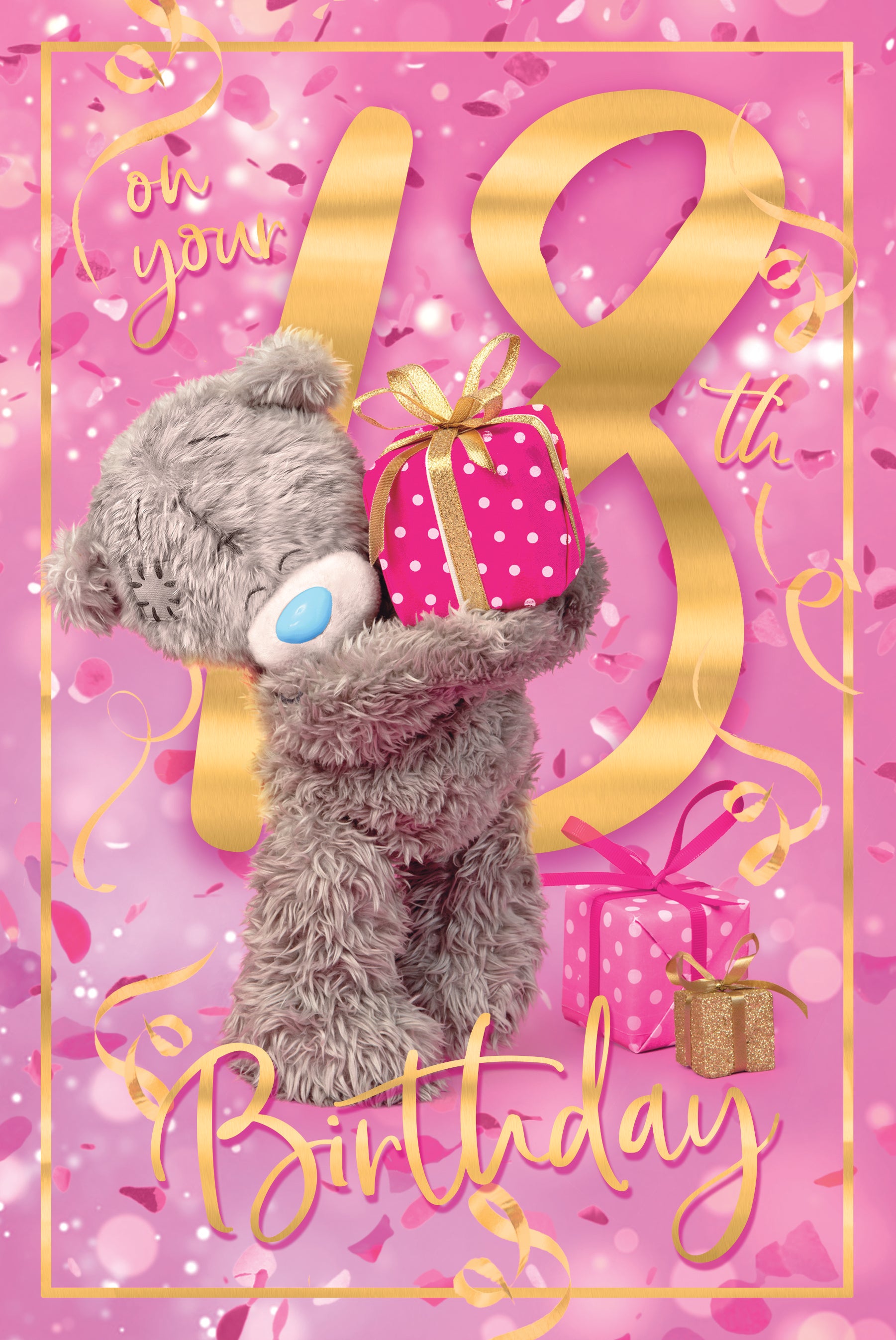 18th Bear Holding Gift Birthday Card - 3D Me To You