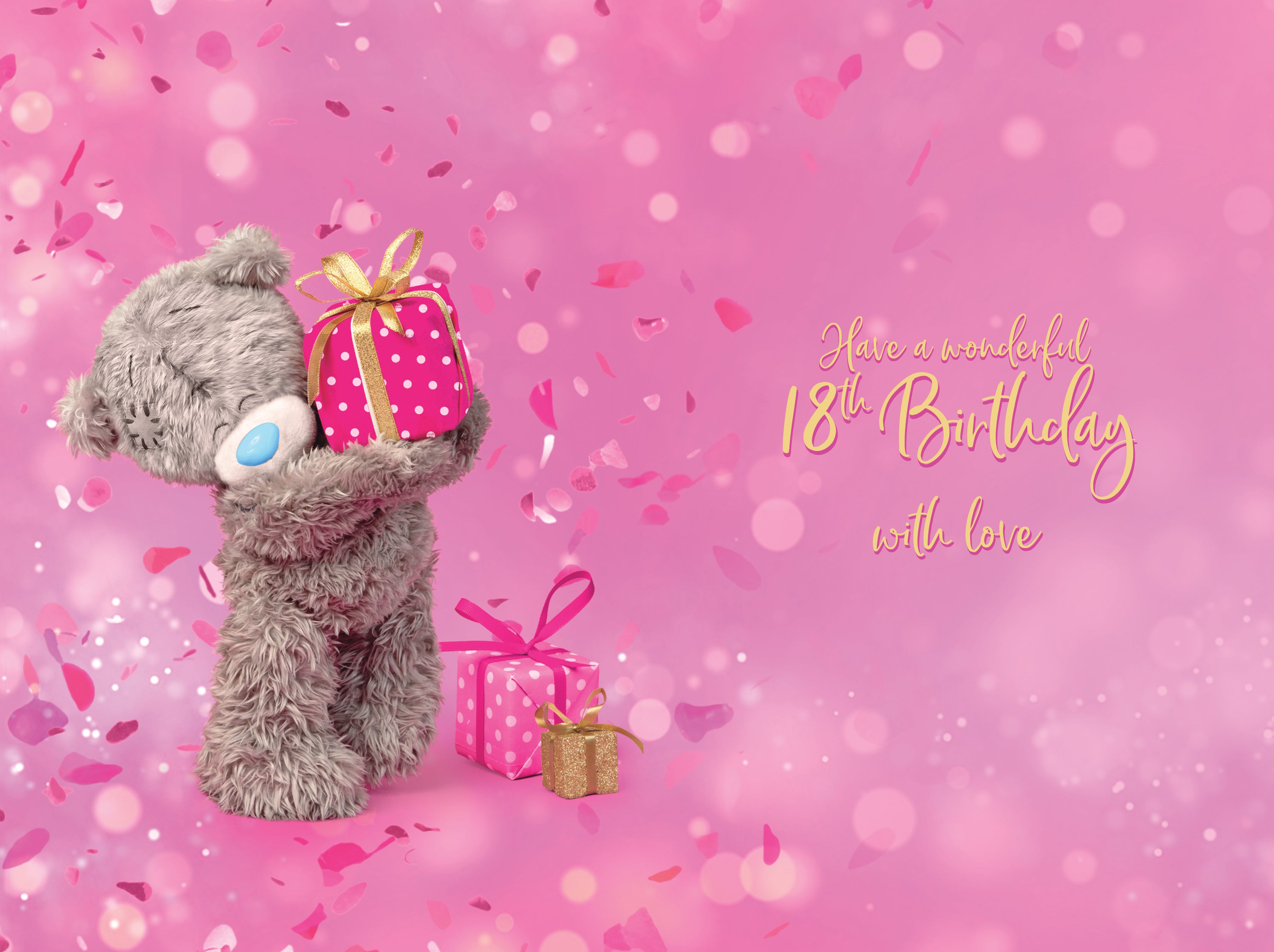 18th Bear Holding Gift Birthday Card - 3D Me To You