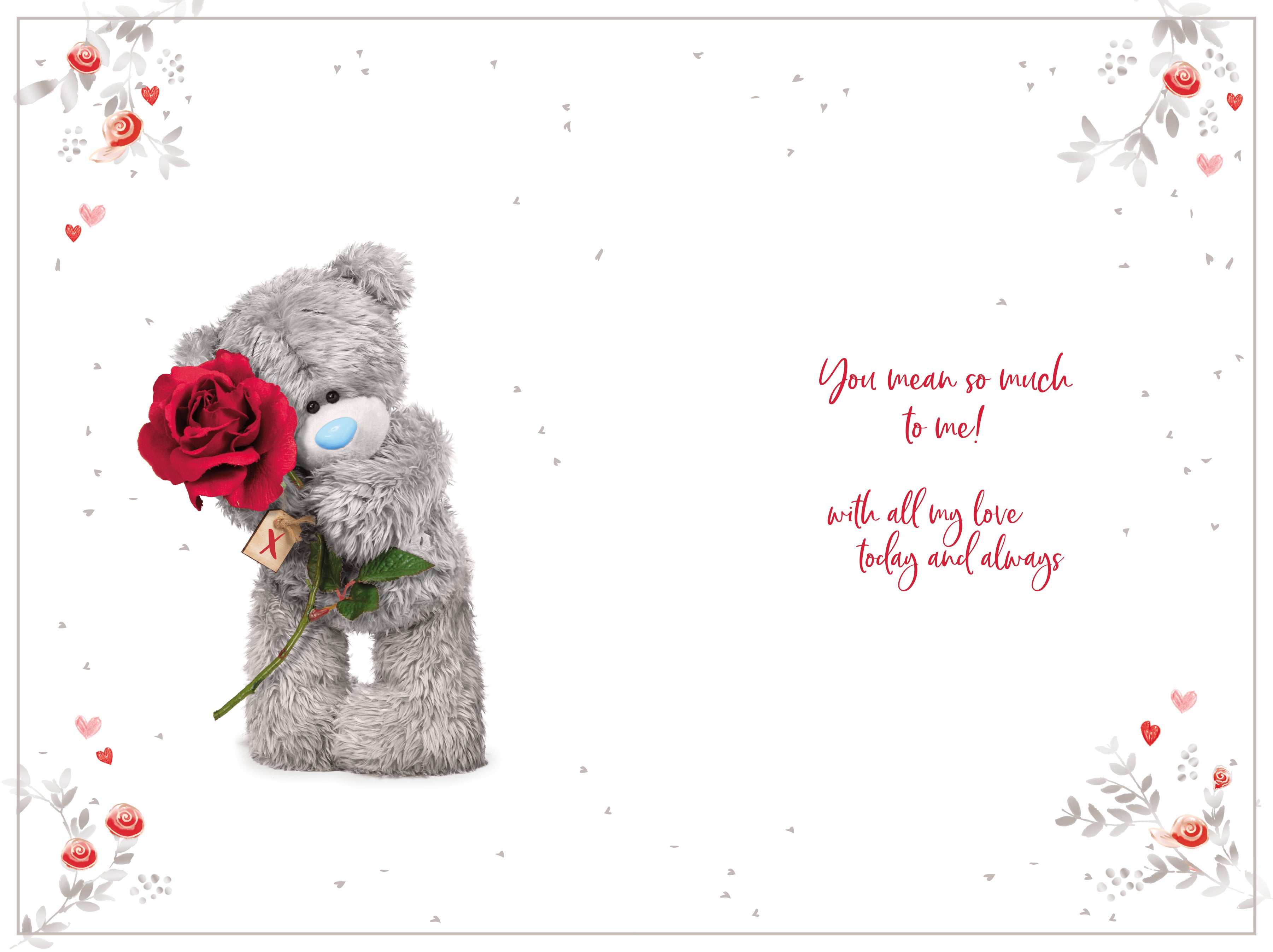 Wife Anniversary Card - Bear With Rose Photo Finish